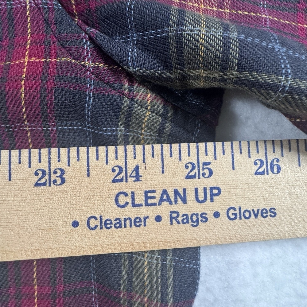 Carbon2Cobalt Flannel‎ Button Up Shirt Men's L Tall Navy Maroon Plaid Outdoors - Picture 4 of 7